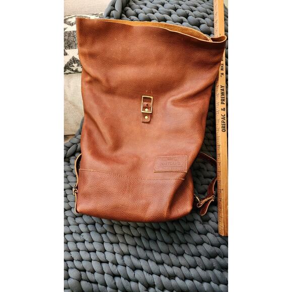 Portland Leather Goods Roll Top Backpack Sedona / Nutmeg Brown Pebbled Leather - Picture 14 of 15
